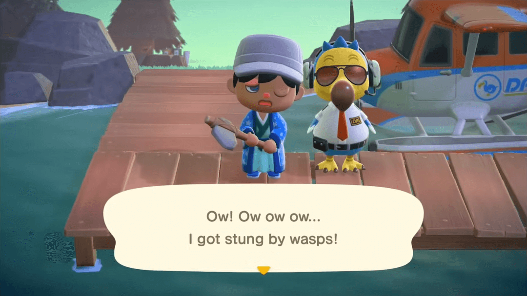 Player character running away from a swarm of wasps.