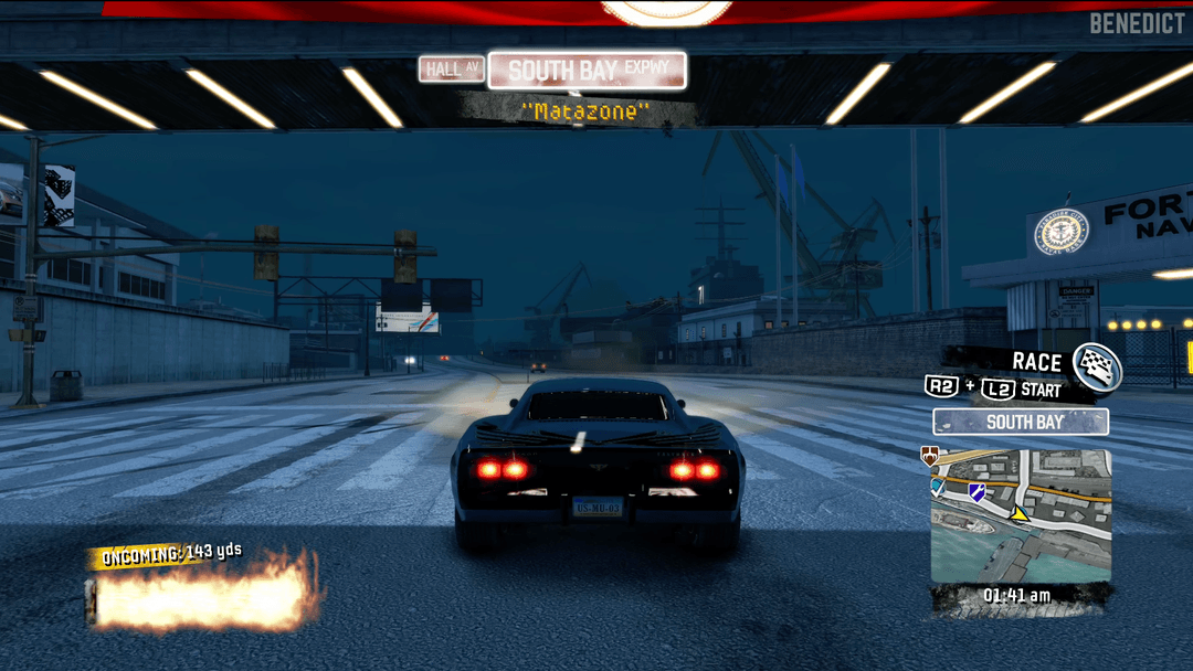 Starting line of a race event in Burnout Paradise.
