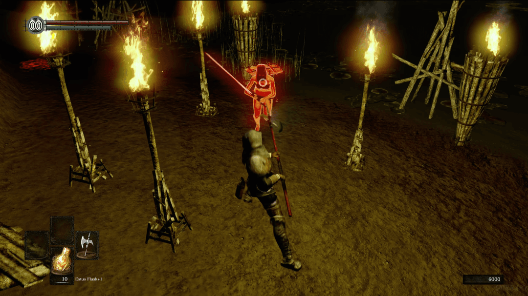 A Red Phantom invading the player's world in Dark Souls.