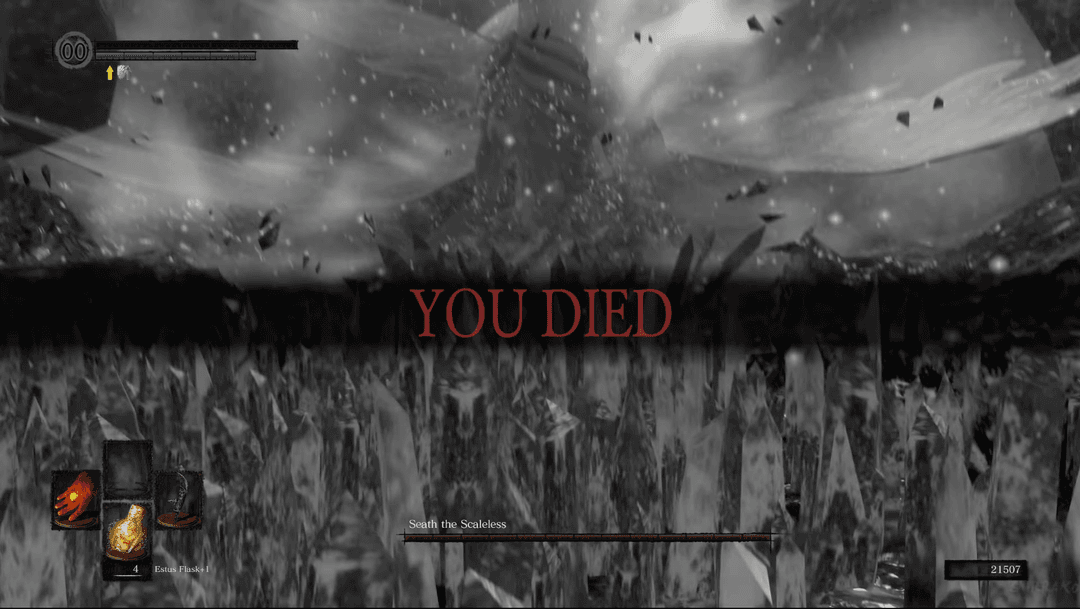 The 'You Died' message in Dark Souls.