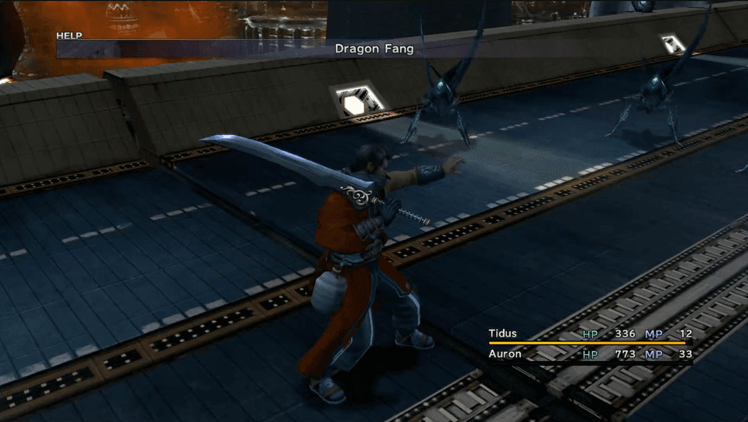 Auron readying his overdrive to wipe the enemies in the beginning of the game.