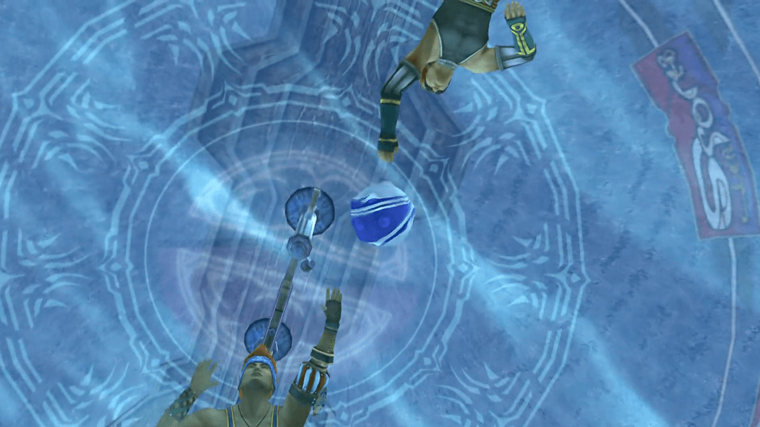 Gameplay screen of the Blitzball minigame.