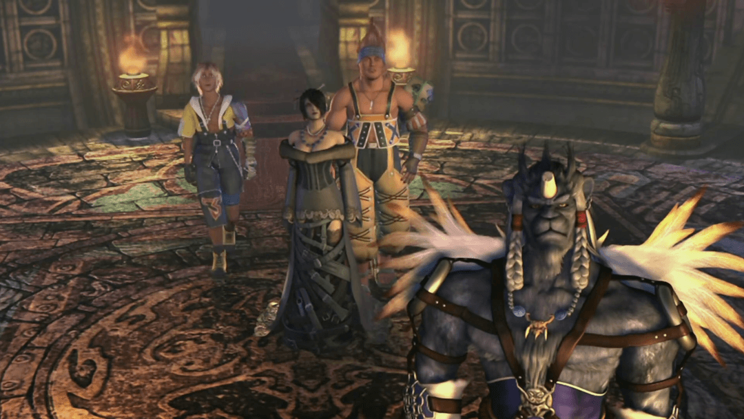 The main party members gathered together later in the game.