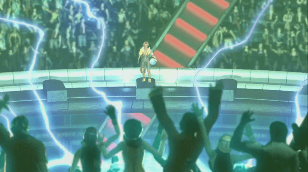 Opening cutscene showing a chaotic scene in Zanarkand.