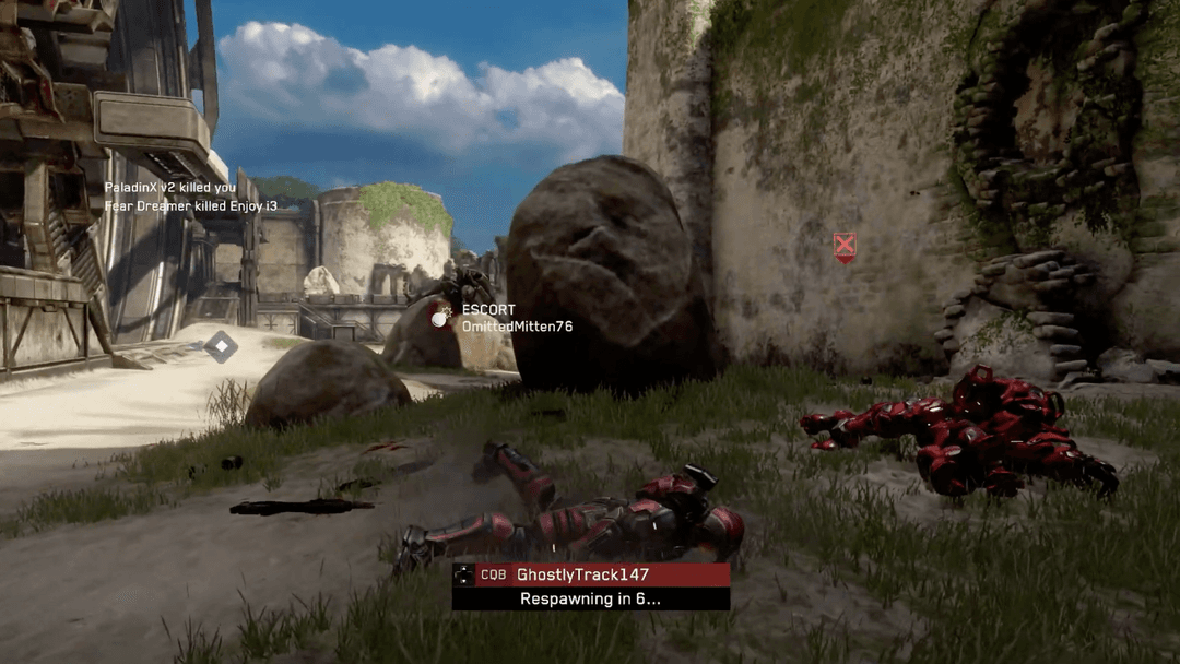 A pile of corpses from the same team indicating a spawn kill.