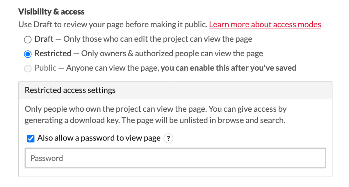 itch.io password protection settings