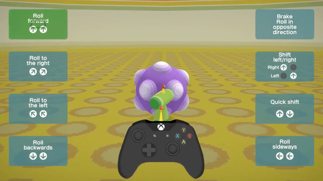 The control scheme explanation in Katamari Damacy
