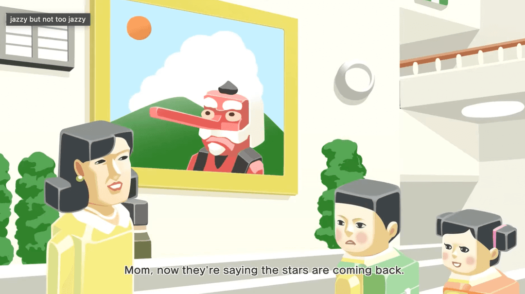 An absurd cutscene from Katamari Damacy