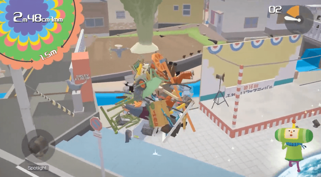 A level with a sumo ring in the background from Katamari Damacy