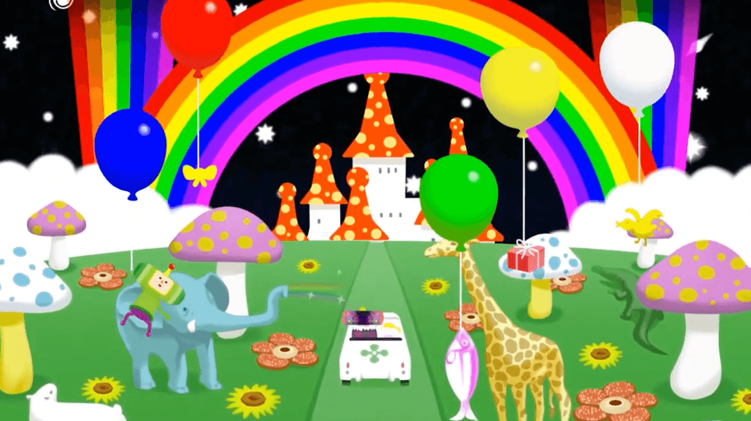 The colorful and quirky visual style of Katamari Damacy