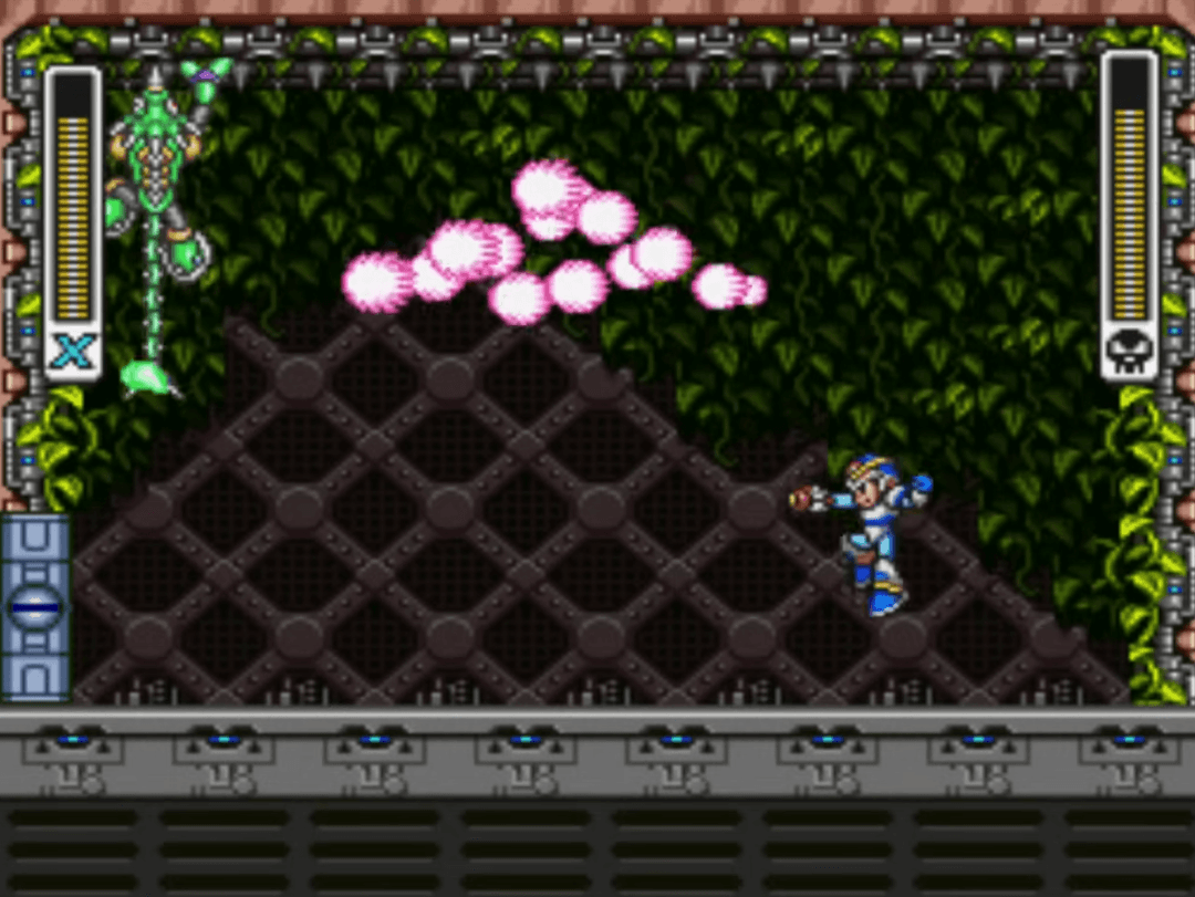 Boss battle gameplay screenshot from Mega Man X