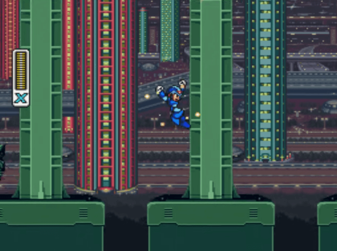 Wall jump gameplay screenshot from Mega Man X
