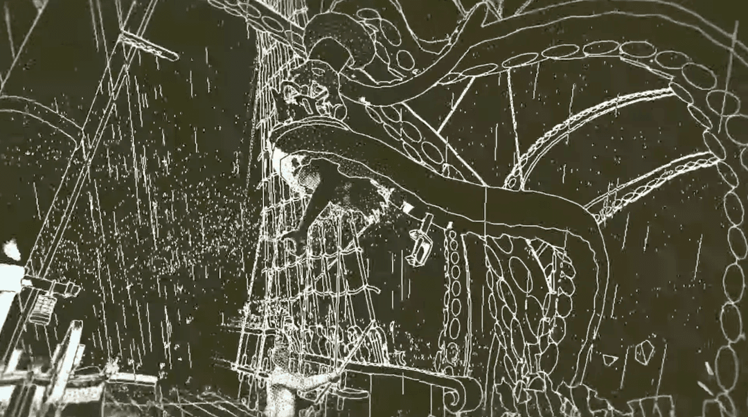 A scene from Return of the Obra Dinn showing the kraken