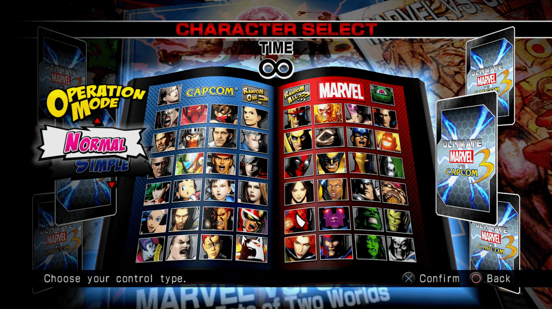 A collage showing several iconic characters available in UMvC3