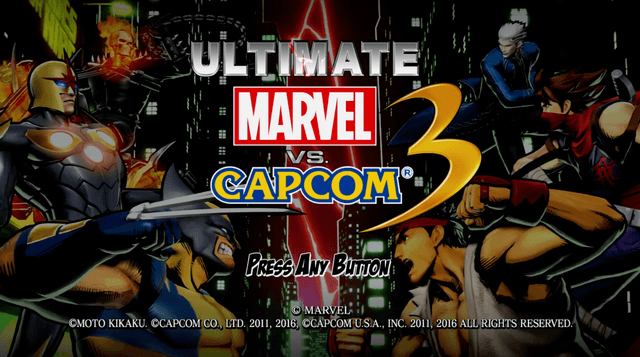 Ultimate Marvel vs Capcom 3 title screen