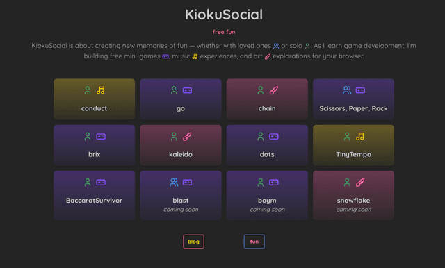 first public games: KiokuSocial